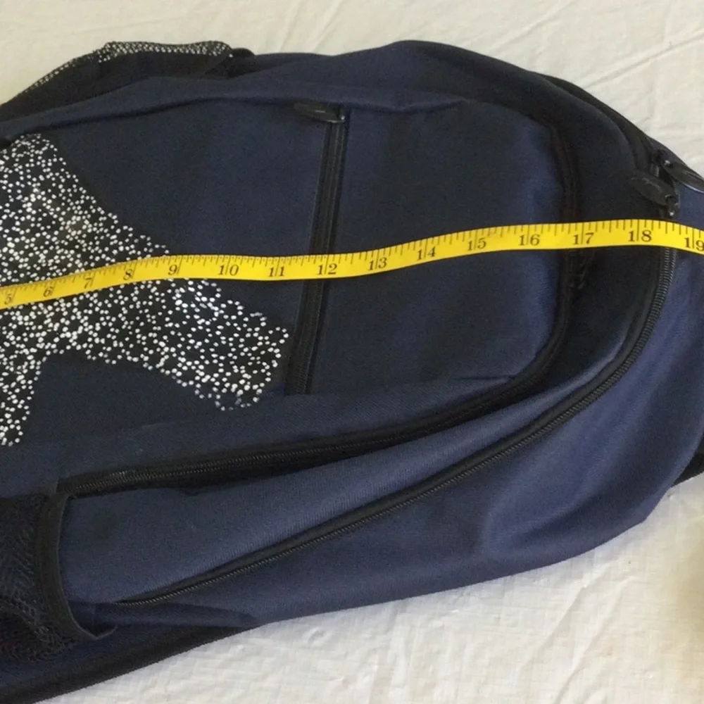 Navy Blue Patterned Backpack - Picture 3 of 4